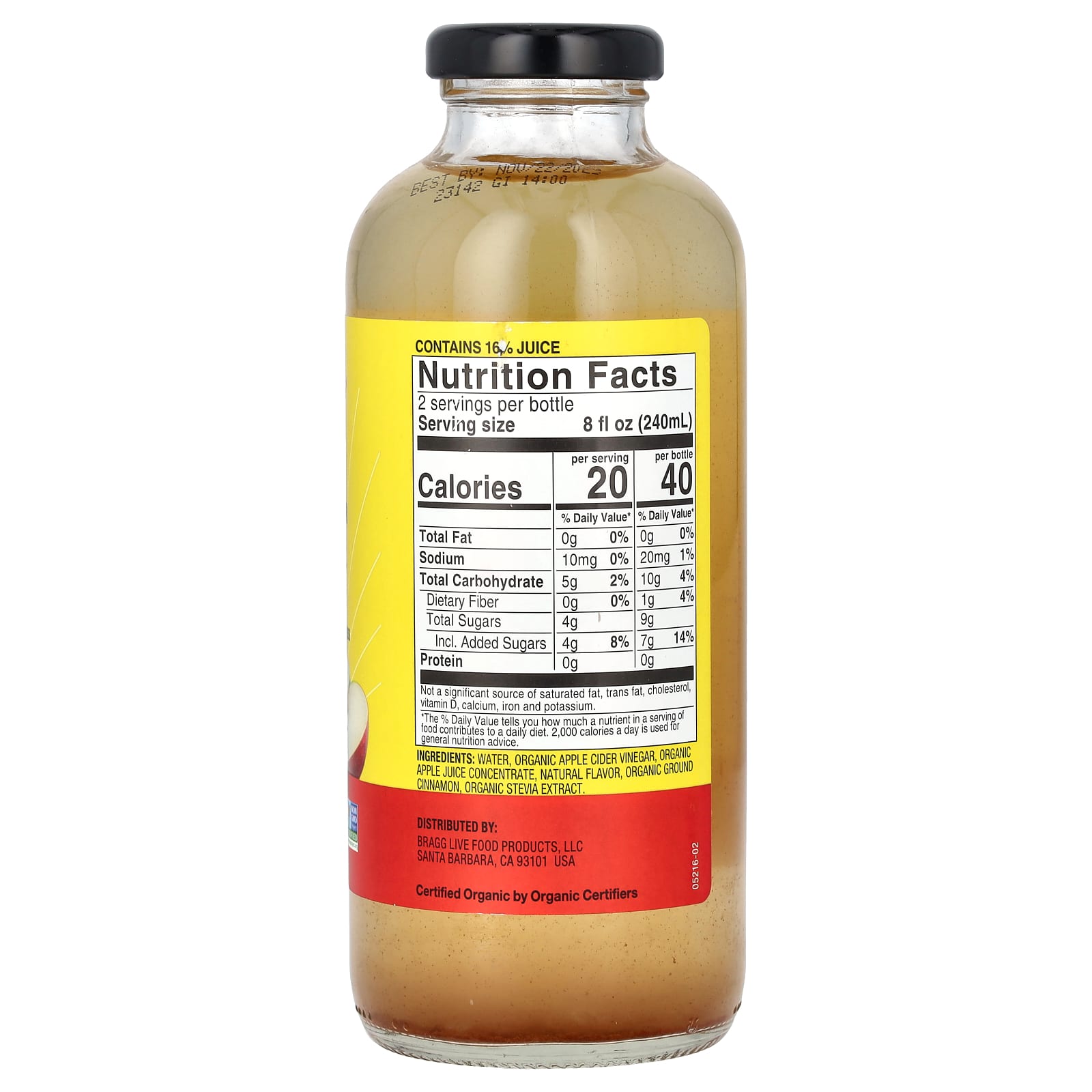 Bragg, Organic Apple Cider Vinegar Refreshers, Prebiotic, Apple