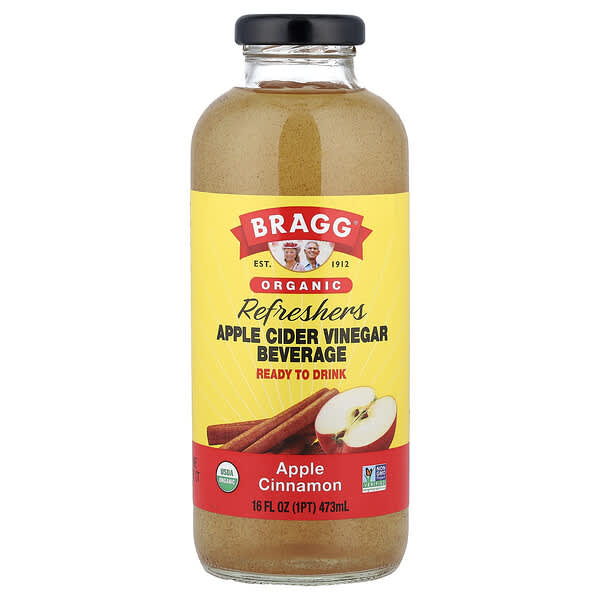 Bragg, 有機蘋果醋飲品，益生元，蘋果肉桂味，16 液量盎司（473 毫升）