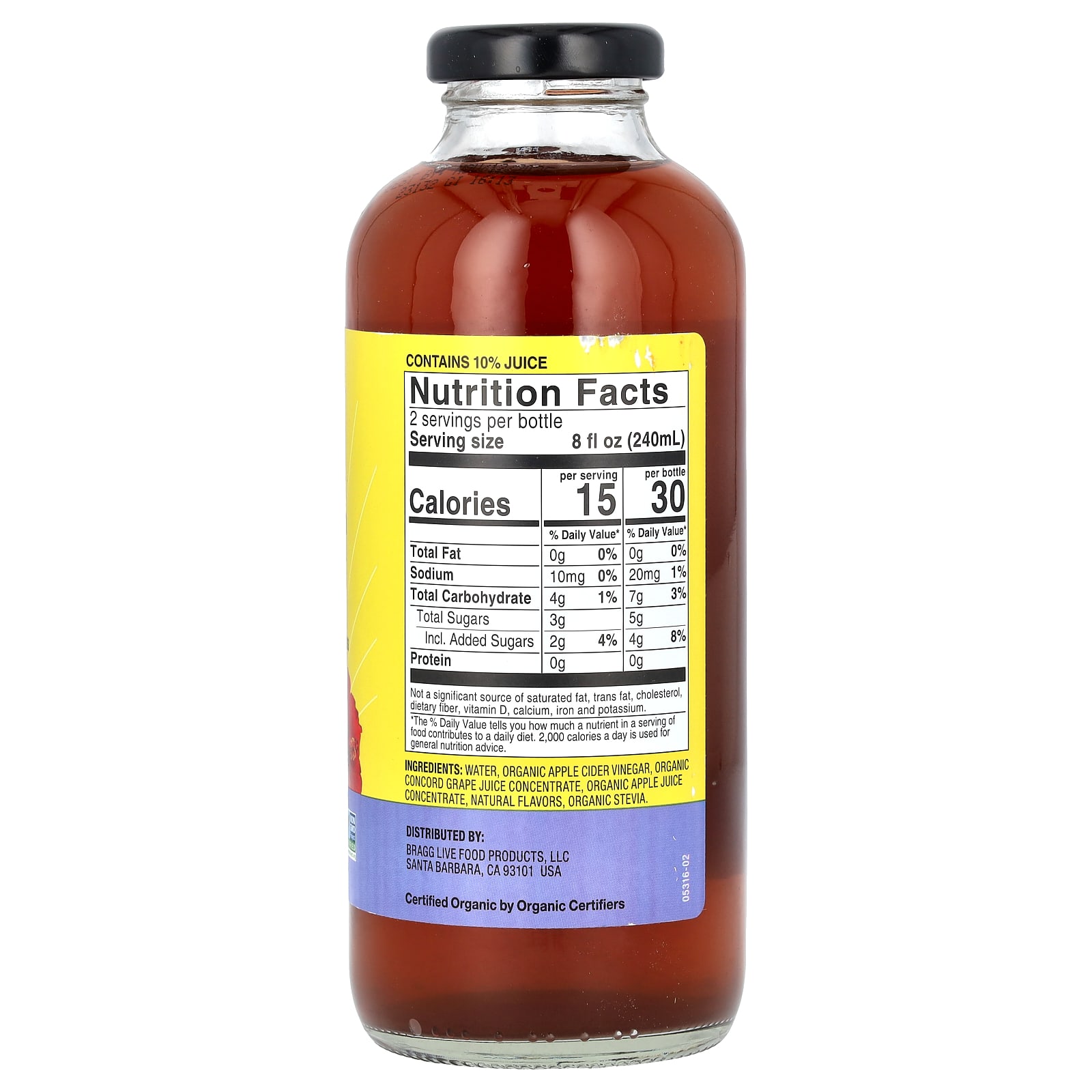 Bragg, Organic Apple Cider Vinegar Refreshers, Prebiotic, Concord Grape