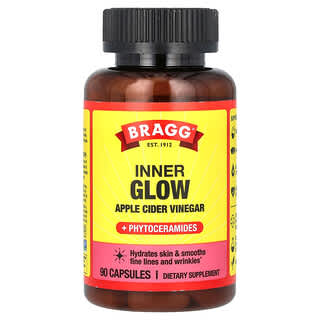 Bragg, Inner Glow, Apple Cider Vinegar + Phytoceramides, innerer Glanz, Apfelessig + Phytoceramide, 90 Kapseln
