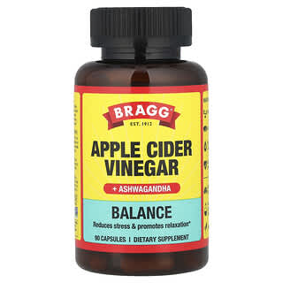 Bragg, Apple Cider Vinegar + Ashwagandha, Apfelessig + Ashwagandha, 90 Kapseln