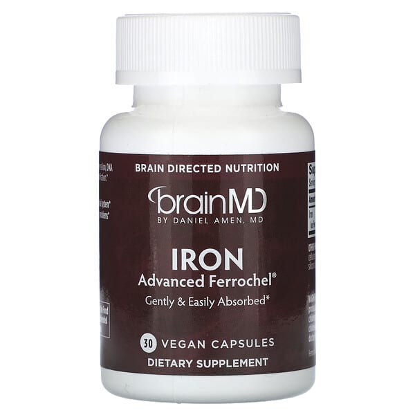 BrainMD Iron, 30 Vegan Capsules (25 mg per Capsule)