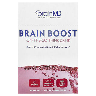 BrainMD, Brain Boost, útközbeni gondolatital, koffeinmentes, 10 csomag