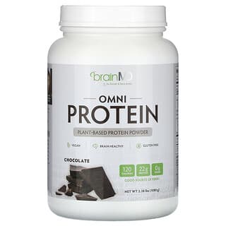 BrainMD, Omni Protein, Proteína de origen vegetal en polvo, Chocolate, 1080 g (2,38 lb)