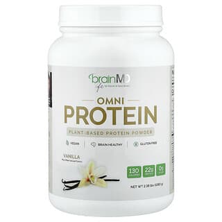 BrainMD, Omni Protein, Proteína de origen vegetal en polvo, Vainilla, 1080 g (2,38 lb)