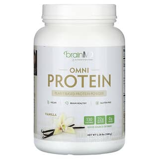 BrainMD, Omni Protein, Proteína de origen vegetal en polvo, Vainilla, 1080 g (2,38 lb)