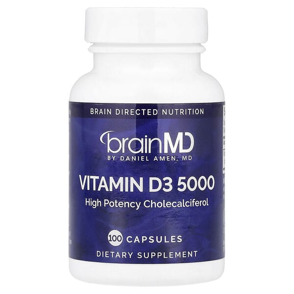 BrainMD, Vitamin D3 5000, 100 Capsules (125 mcg (5,000 IU) per Capsule) — product photo 1