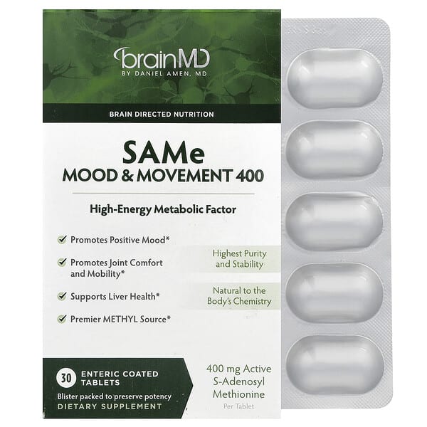 BrainMD, SAM-e, Mood & Movement 400, 400 mg, 30 Enteric-coated Tablets