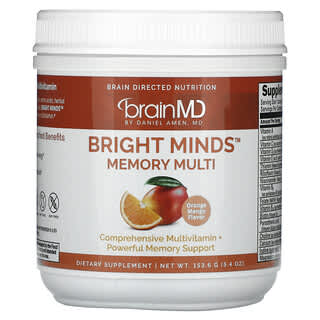 BrainMD, Bright Minds Memory Multi, Arancia e mango, 153,6 g