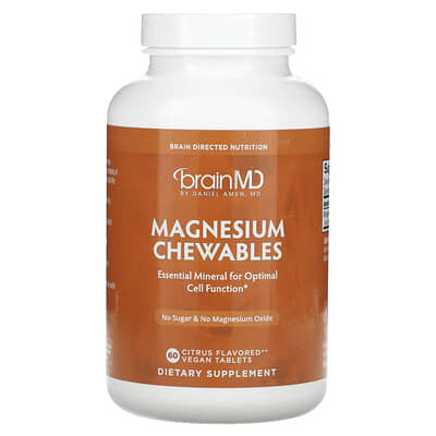 BrainMD, Chewable Magnesium, Citrus, 60 Vegan Tablets (150 mg Each)