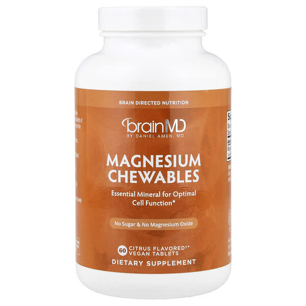 BrainMD, Magnesium Chewables, Citrus, 60 Vegan Tablets (150 mg per Tablet) — product photo 1