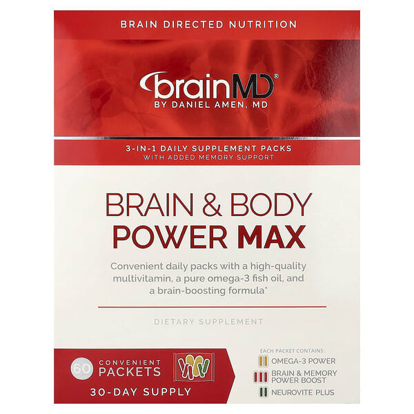 BrainMD, Brain & Body Power Max, 60 prácticos sobres