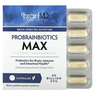 BrainMD, Probrainbiotics Max, 30 млрд КОЕ, 30 капсул
