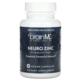 BrainMD, Neuro Zinc (хелат бисглицината цинка), 90 веганских капсул