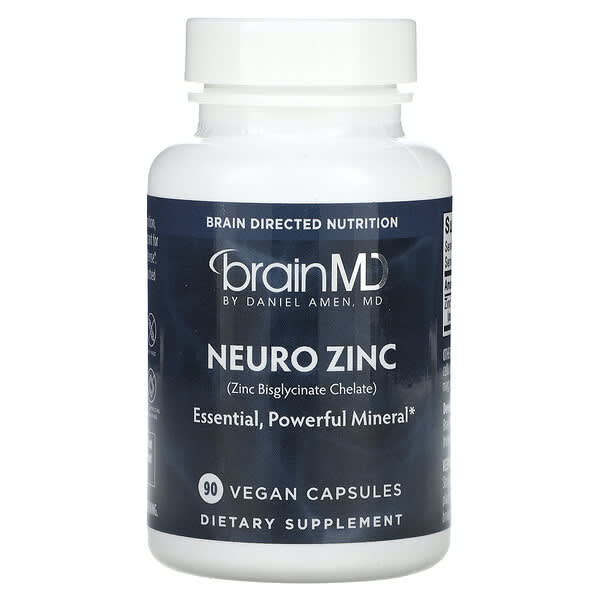 BrainMD, 神經鋅（雙甘氨酸鋅螯合物），90 粒全素膠囊