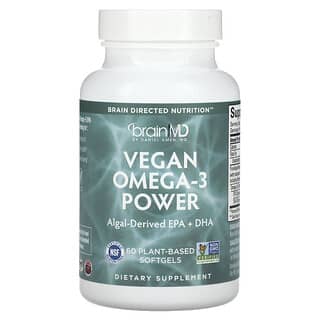 BrainMD, Vegan Omega-3 Power, 60 Plant-Based Softgels