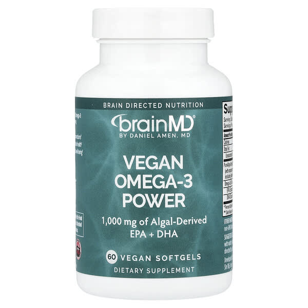 BrainMD, Vegan Omega-3 Power, 60 Vegan Softgels — product photo 1