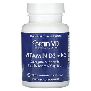 BrainMD, Vitamina D3 + K2`` 60 cápsulas vegetales