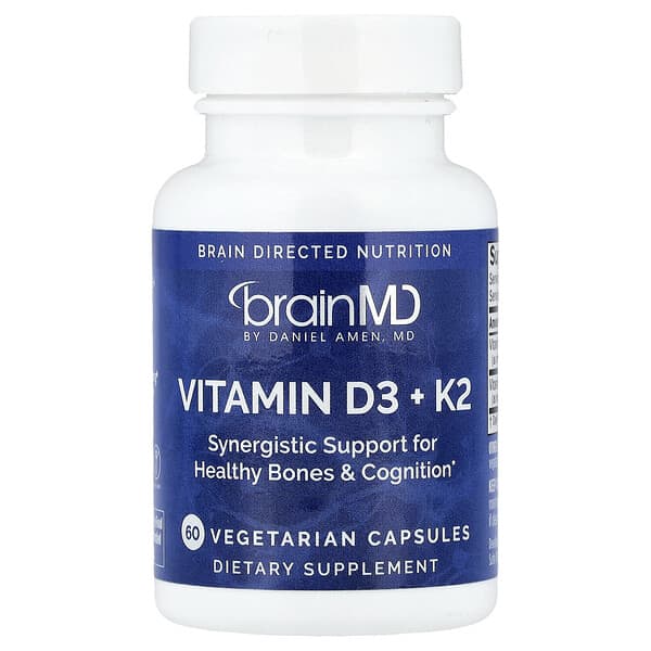 BrainMD, Vitamin D3 + K2, 60 Vegetarian Capsules