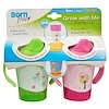 Grow With Me Training Cup, Green and Pink, 2 Pack, 6 oz Each