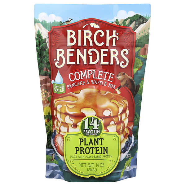 Birch Benders, 컴플리트 팬케이크 & 와플 믹스, 식물성 단백질, 397g(14oz)