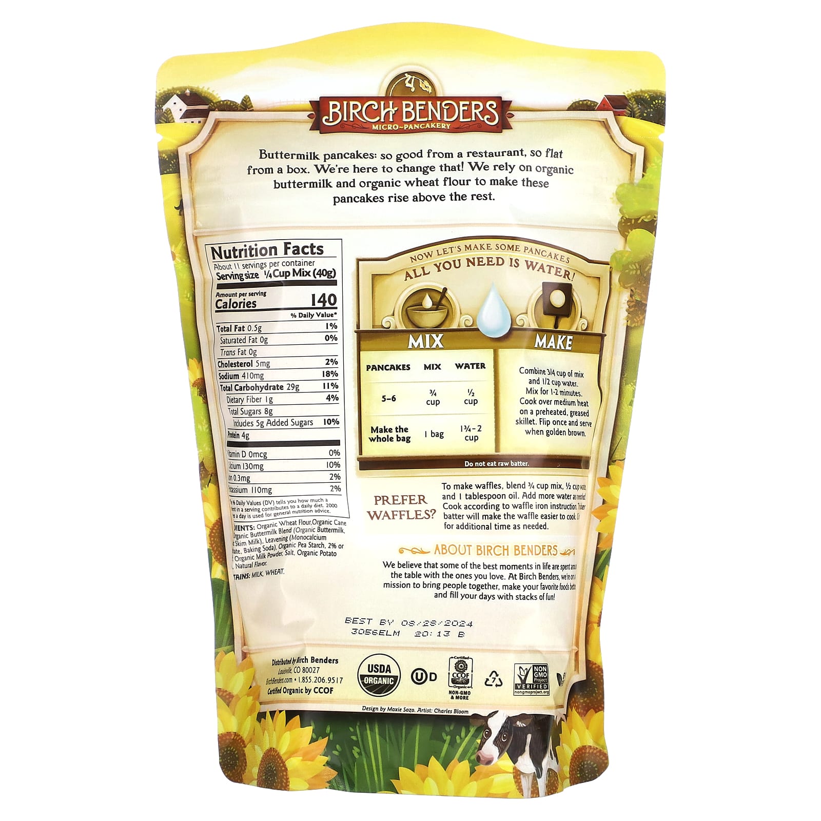 Birch Benders, Pancake & Waffle Mix, Organic Buttermilk, 1 lb (454 g)