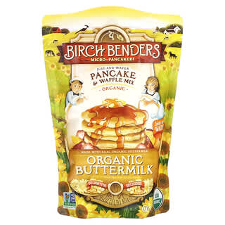 Birch Benders, Mezcla orgánica para panqueques y gofres, Suero de mantequilla`` 454 g (1 lb)