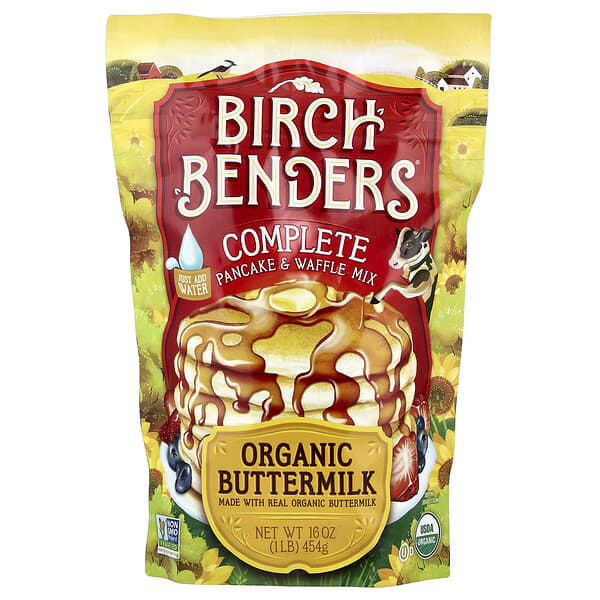 Birch Benders, Mélange complet pour pancakes et gaufres, Babeurre biologique, 454 g