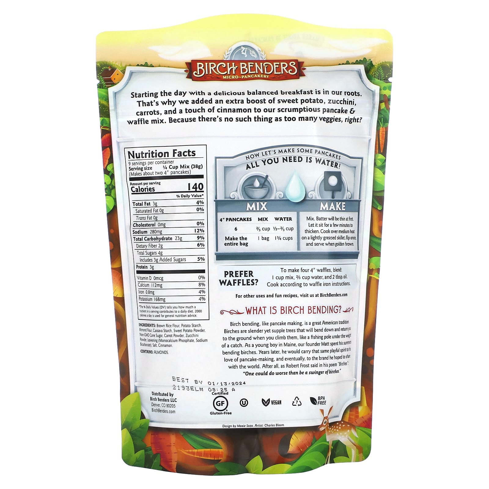 Birch Benders, Pancake & Waffle Mix, Sweet Potato, 12 oz (340 g)