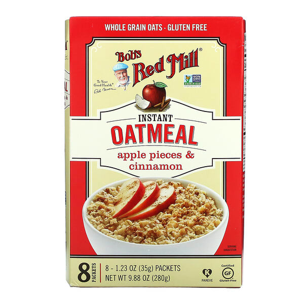 Bob's Red Mill, Instant Oatmeal Packets, Apple Pieces & Cinnamon, 8 Packets, 1.23 oz (35 g) Each