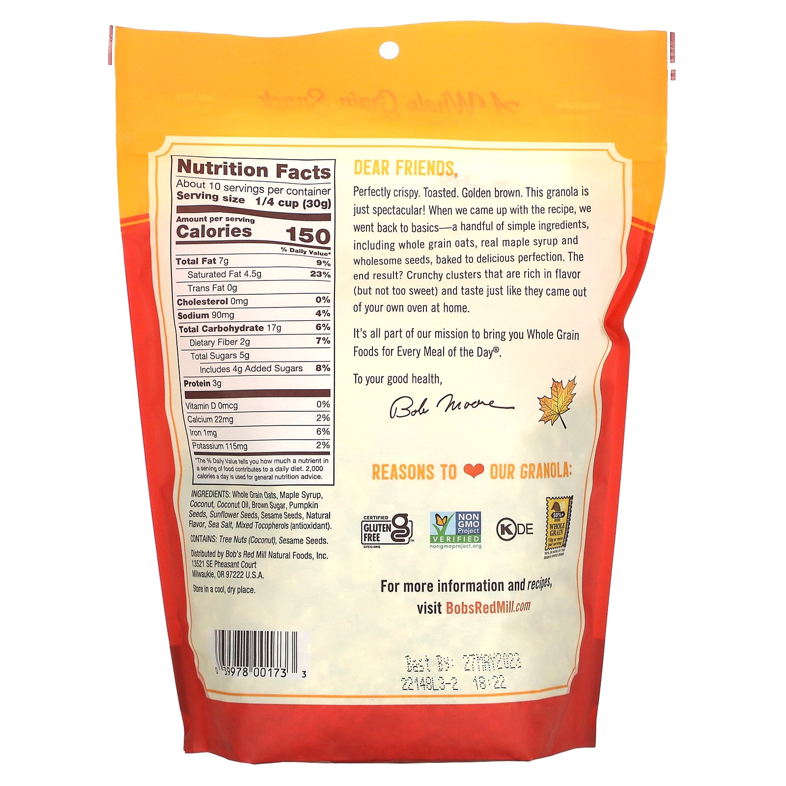 Bob's Red Mill, Homestyle Granola, Maple Sea Salt, 11 oz (312 g)