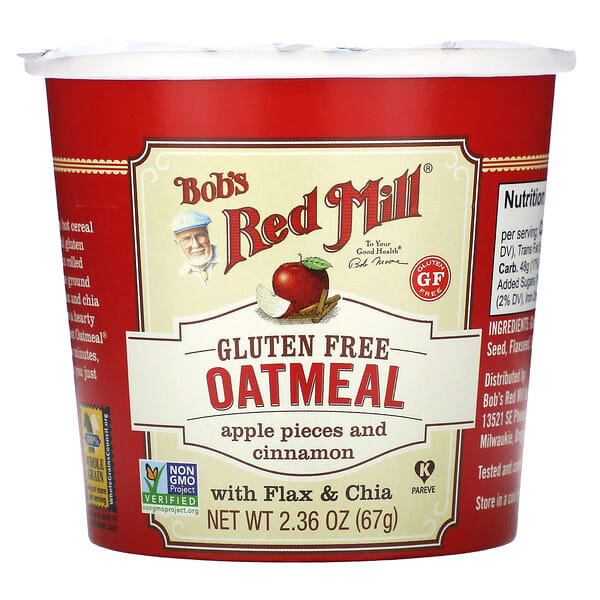 Bob's Red Mill, Oatmeal Cup，蘋果片和肉桂，2.36 盎司（67 克）