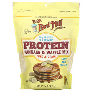 Bob's Red Mill, Mezcla proteica para preparar panqueques y waffles, Cereal integral, 397 g (14 oz)