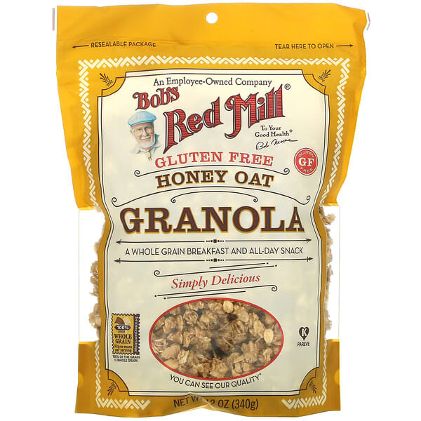 Bob's Red Mill, Granola Sin Gluten, Avena y Miel, 12 oz (340 g)