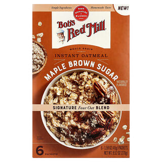 Bob's Red Mill, Instantní ovesné vločky, celozrnné, javor hnědý cukr, 6 balení, každá po 45 g
