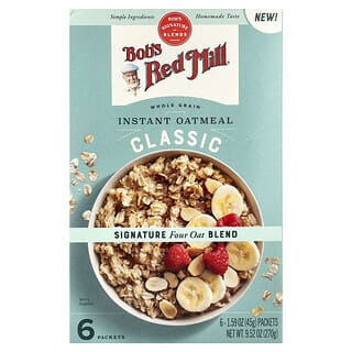 Bob's Red Mill, Instantní ovesné vločky, celozrnné, klasické, 6 paketů, každý po 45 g