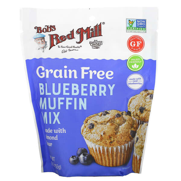 Bob's Red Mill, Mezcla para muffins de arándanos azules sin cereales, hecha con harina de almendras, 255 g (9 oz)