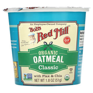 Bob's Red Mill, Tasse de gruau d'avoine bio, classique avec du lin et du chia, 51 g (1,8 oz)
