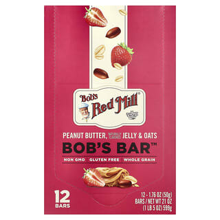 Bob's Red Mill, Bob's Bar™, Peanut Butter, Jelly & Oats, 12 Bars, 1.76 oz (50 g) Each