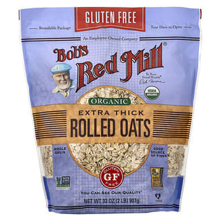 Bob's Red Mill‏, שיבולת שועל אורגנית משוטחת, עבה במיוחד, 907 גרם (32 אונקיות)