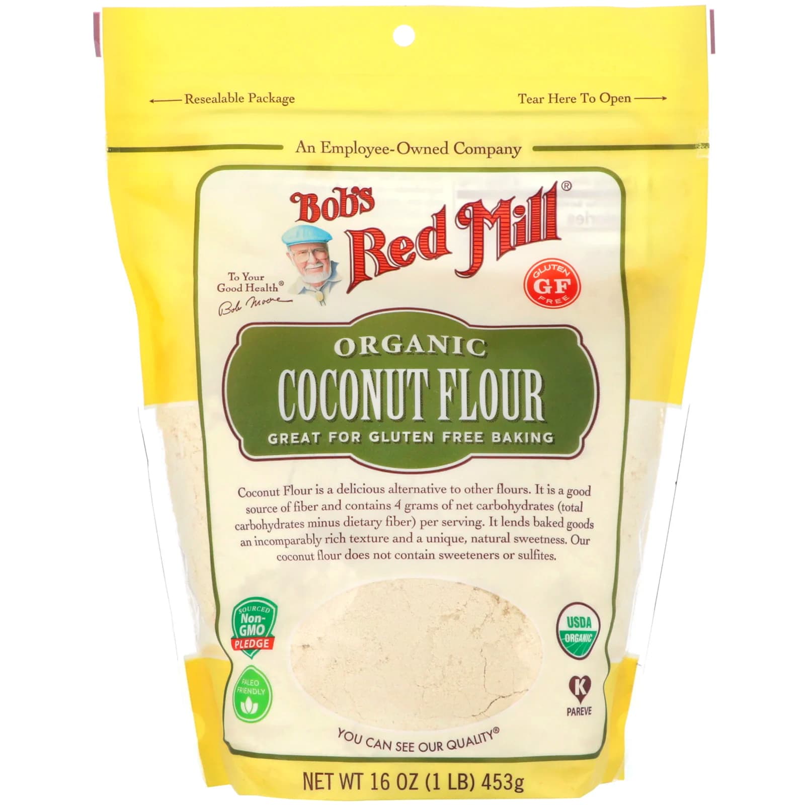 Bob's Red Mill, Organic Coconut Flour, Gluten Free, 16 Oz (453 G)