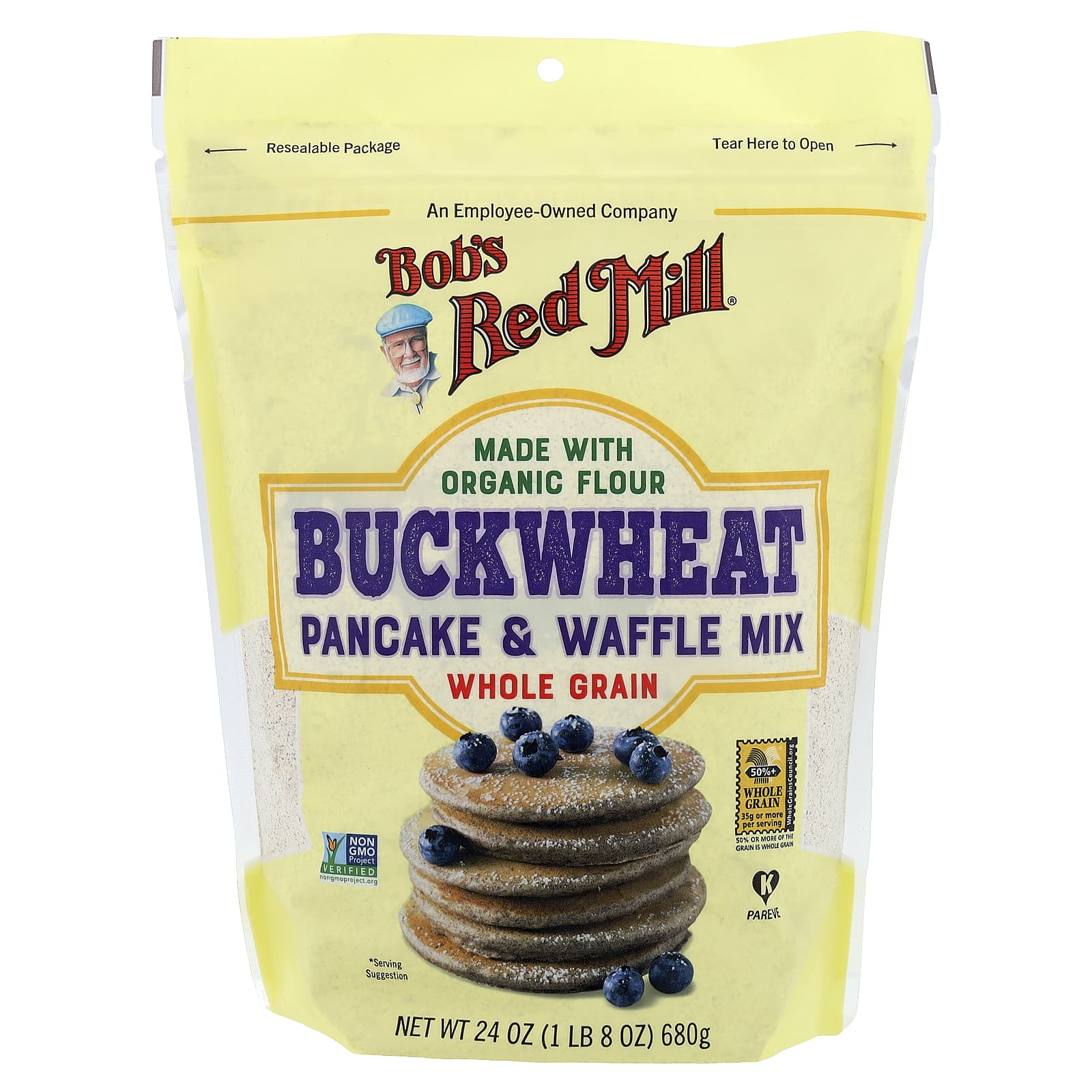 Bob's Red Mill Gluten Free Classic Pancake & Waffle Mix – 24 Oz, Non-GMO, 039978114624