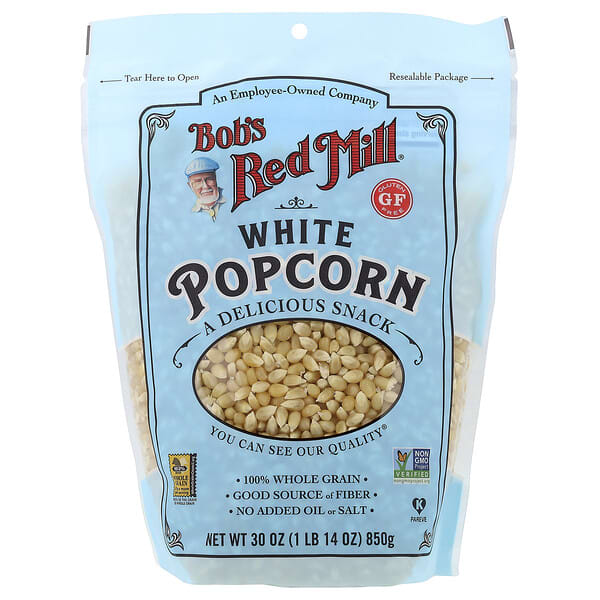 Bob's Red Mill, Palomitas de maíz blanco, Sin gluten, 850 g (1 lb 14 oz)