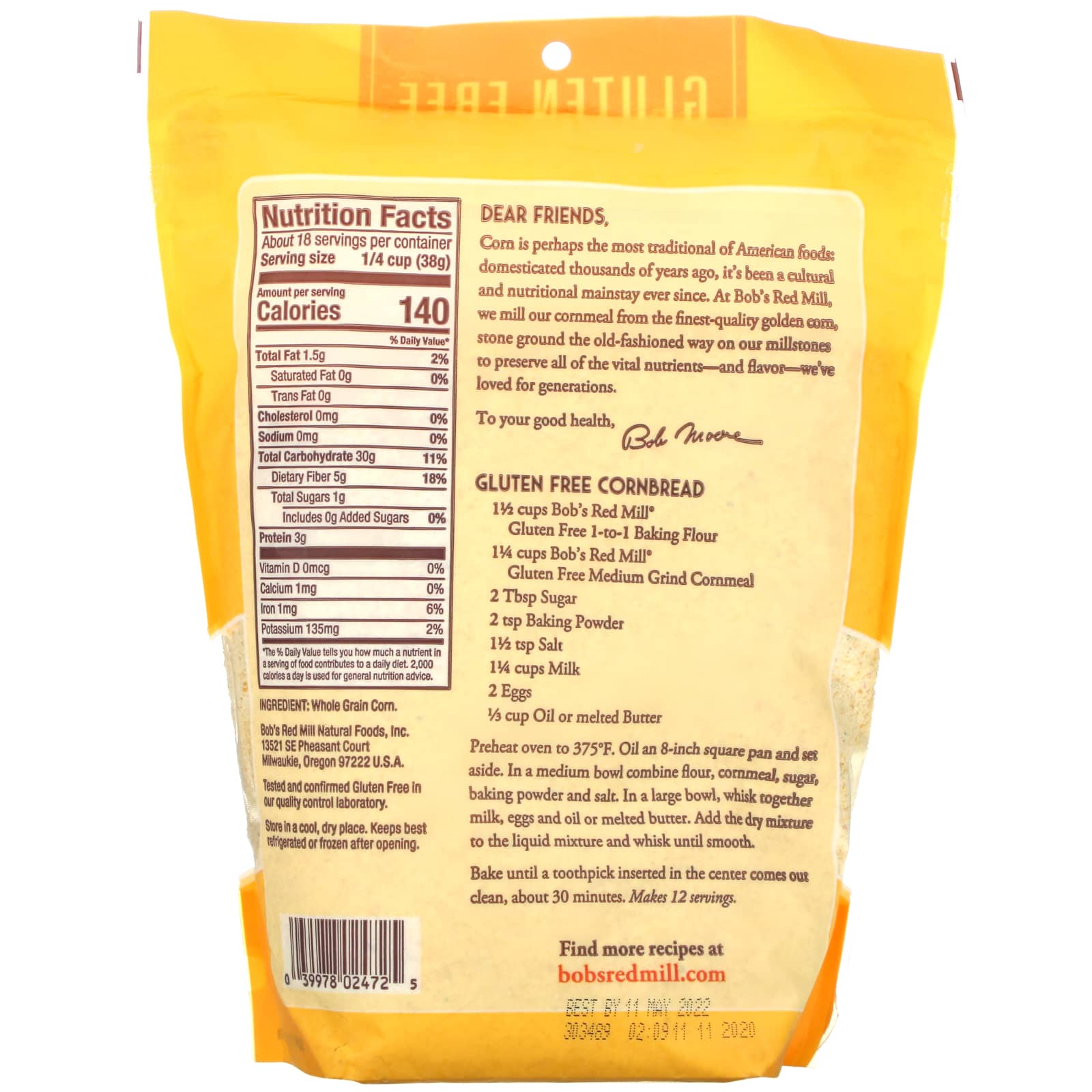 bob's red mill cornmeal gluten free