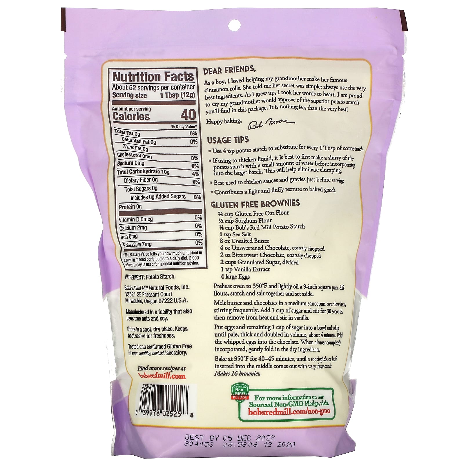 Bob's Red Mill, Potato Starch, Unmodified, Gluten Free, 22 oz (623 g) 