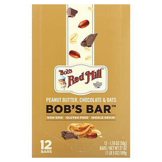 Bob's Red Mill, Bob's Bar，花生酱、巧克力和燕麦，12 根，每根 1.76 盎司（50 克）