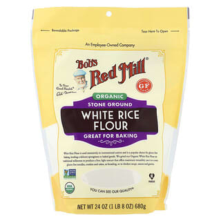 Bob's Red Mill, Harina de arroz blanco orgánico, 680 g (24 oz)