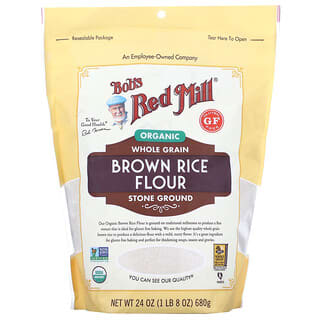 Bob's Red Mill, دقيق الأرز البني العضوي، الحبوب الكاملة، 24 أونصة (680 جم)