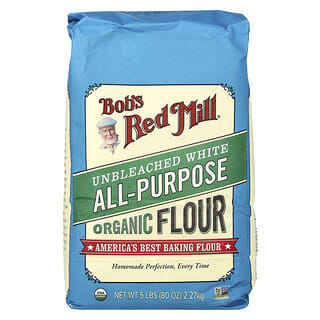 Bob's Red Mill, органическая универсальная неотбеленная белая мука, 2,27 кг (80 унций)