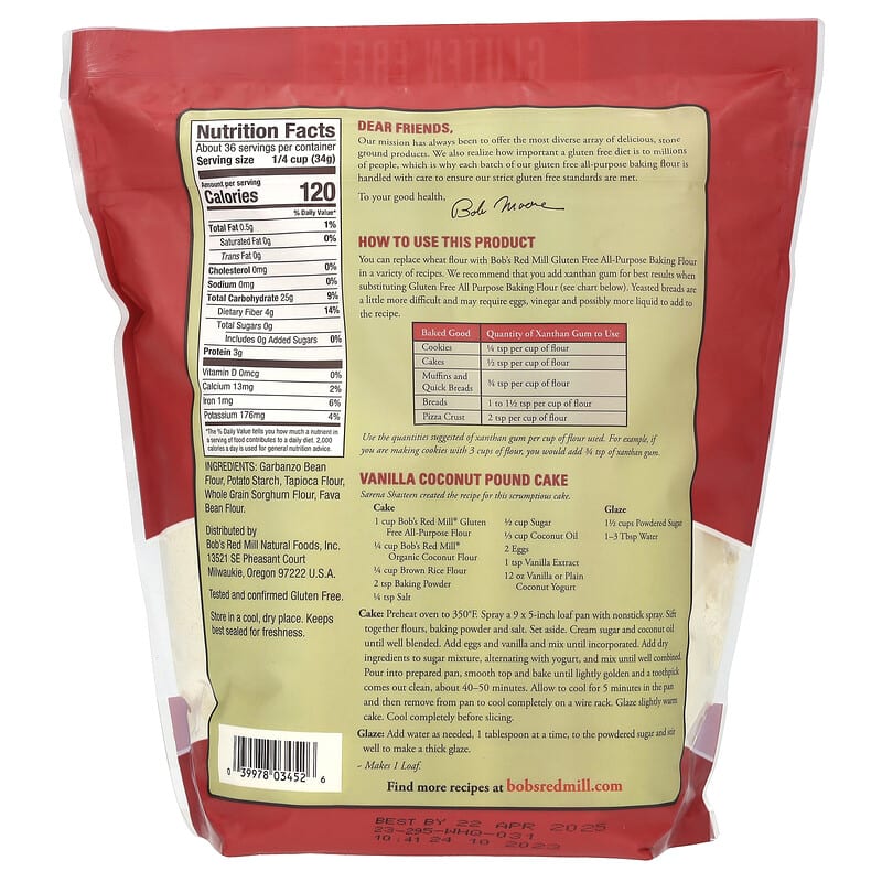 All Purpose Baking Flour, Gluten Free, 44 oz kg)